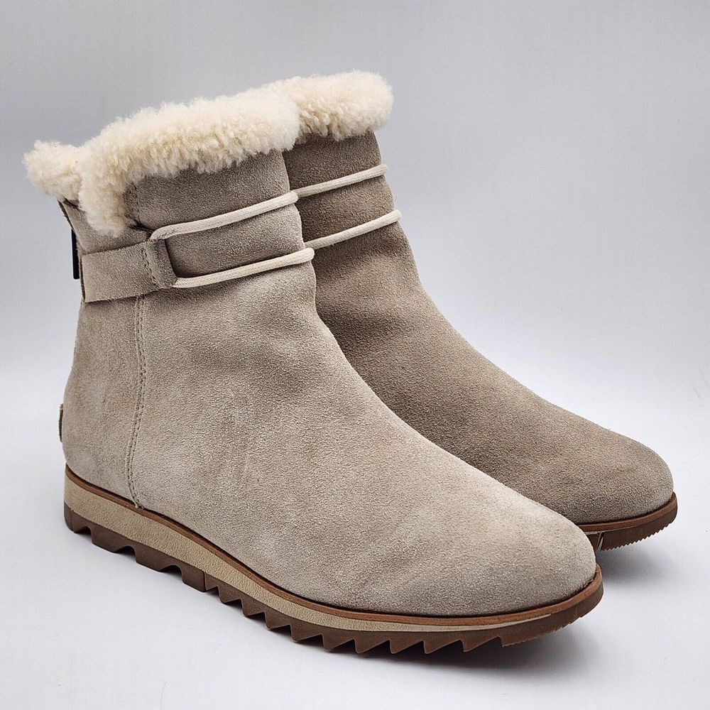 Sorel Boots Womens Size 7 Harlow‎ Bootie White Seude Chelsea Ankle